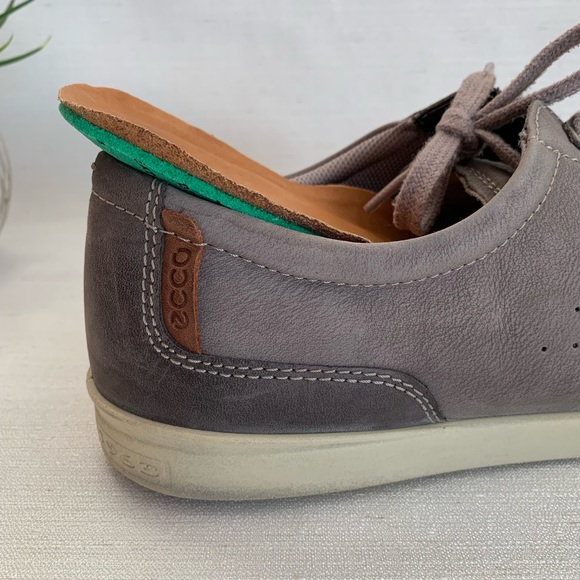 ECCO Soft Gray Leather Classic Long Lace Sneakers Men’s EU46 US12.5 - Picture 12 of 15